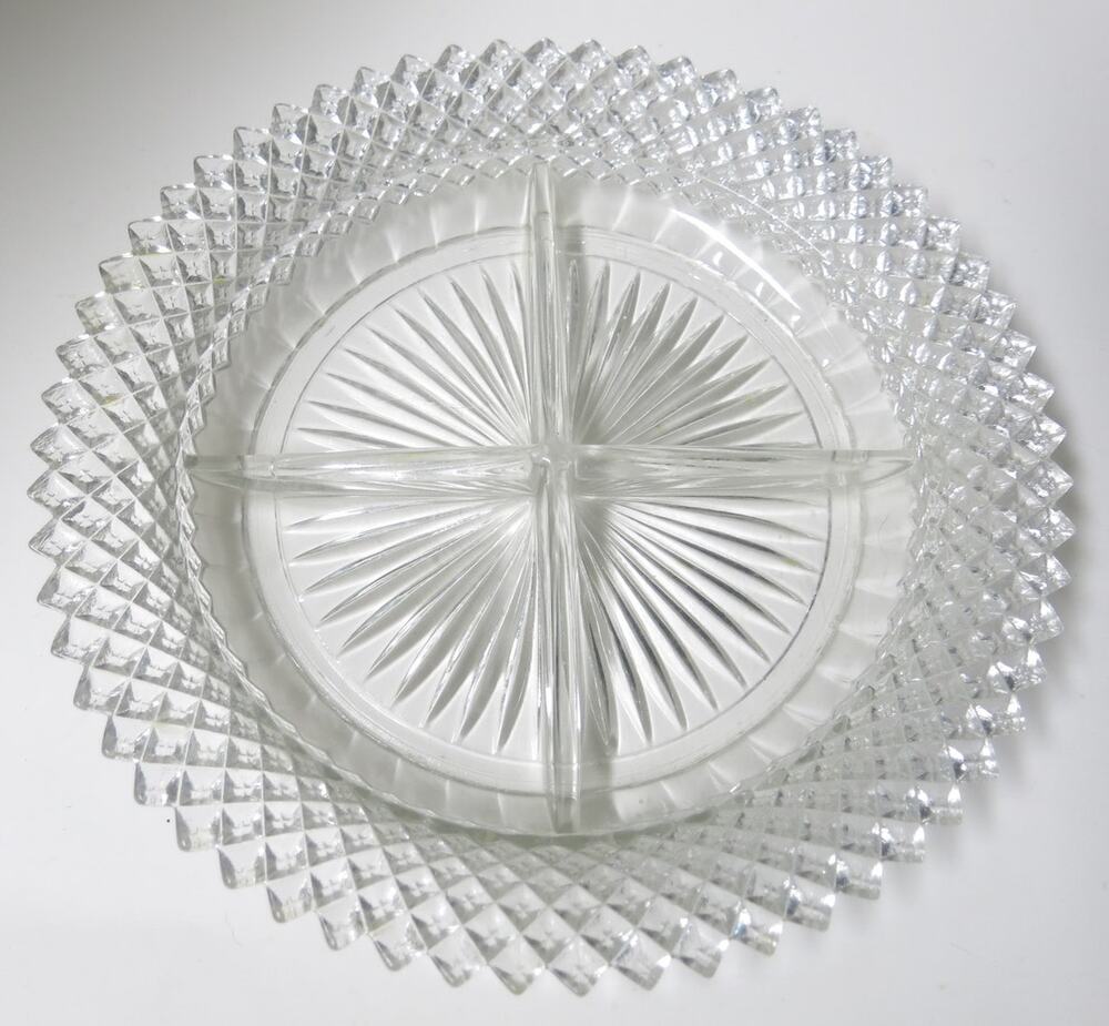 Vintage Anchor Hocking Miss America Relish Divided Dish Depression Glass 8.5"